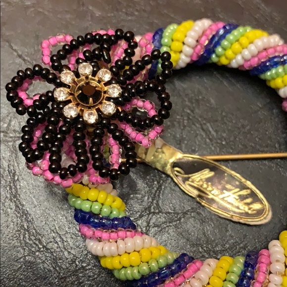 MIRIAM HASKELL MULTI-COLORED BEADED FLOWER BROOCH - Picture 2 of 6